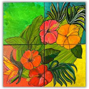 “Hibiscus” acrilico sobre lienzo   25 x 25cm
