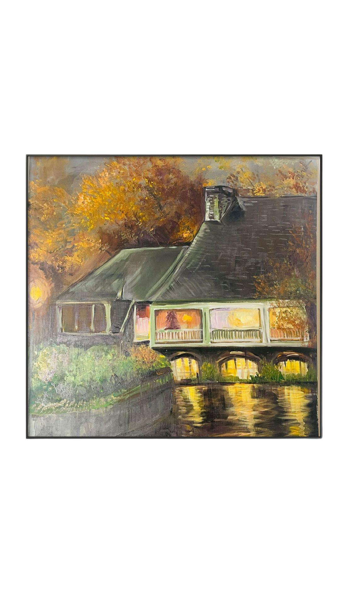 “The cottage near the waterfall” <br>Original 24x24<br>acrilico sobre lienzo