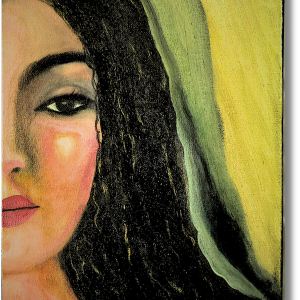 “In her deep thoughts” Acrilico sobre lienzo 35.5 x 27.5cm