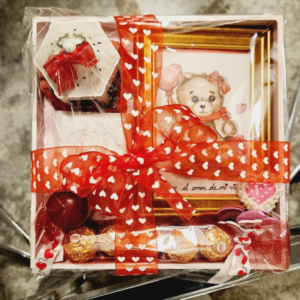 Cute Bear & Candy Box With Ribbon