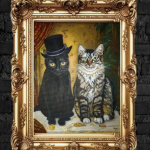 Purrfect Companions - 11"×14" Acrylic on Canvas, Embellished, Gloss varnish