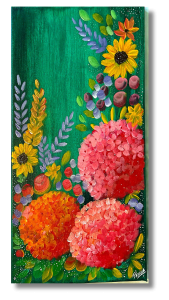 "In her Garden" Acrilico sobre lienzo   50.8 x 25.4cm