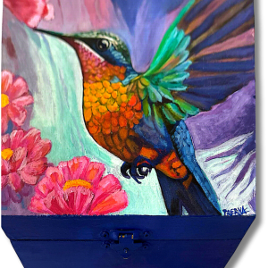 Cajita de Colibrí Acrilico  sobre madera