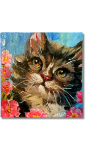 “Kitty in the Garden”   Acrilico sobre lienzo