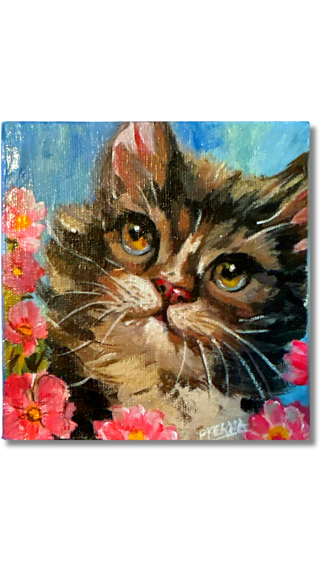 “Kitty in the Garden”   <br>Acrilico sobre lienzo
