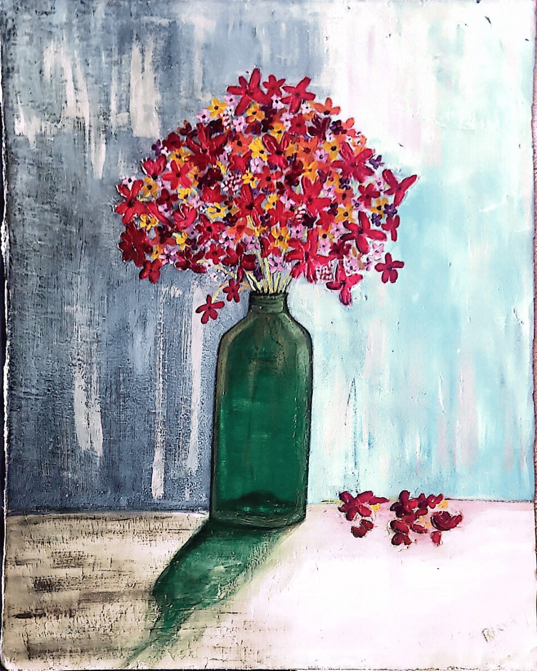 "Colorful Reflections" <br>Acrilico y pasta de moldear sobre lienzo