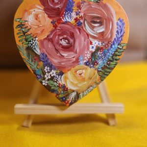 Roses in corazon <br>14 cms (corazon)<br> Acrylic on canvas