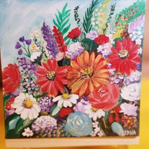 My Garden in summer <br>15 cms×15cms<br> Acrylic on canvas